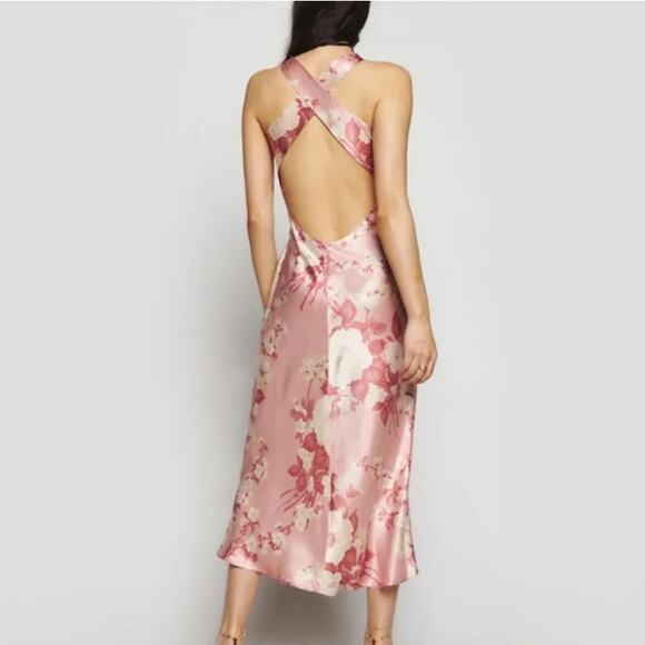 Reformation Women's Casette Silk Dress Bellini Size 10 NWT - Picture 2 of 11